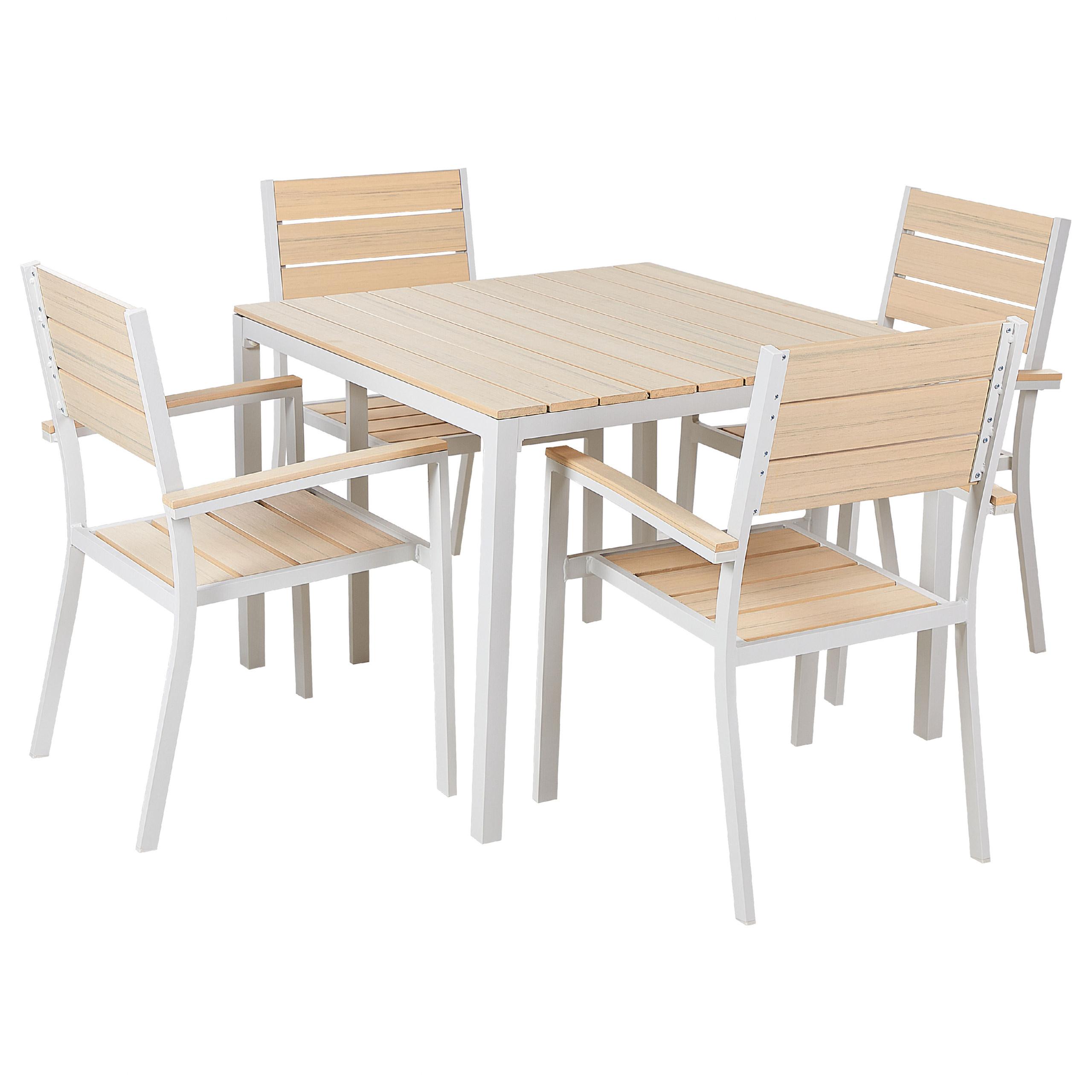 GARTENMÖBEL SET 4-Sitzer Kunstholz Beige Prato - Beige/Weiß, Kunststoff - Beliani