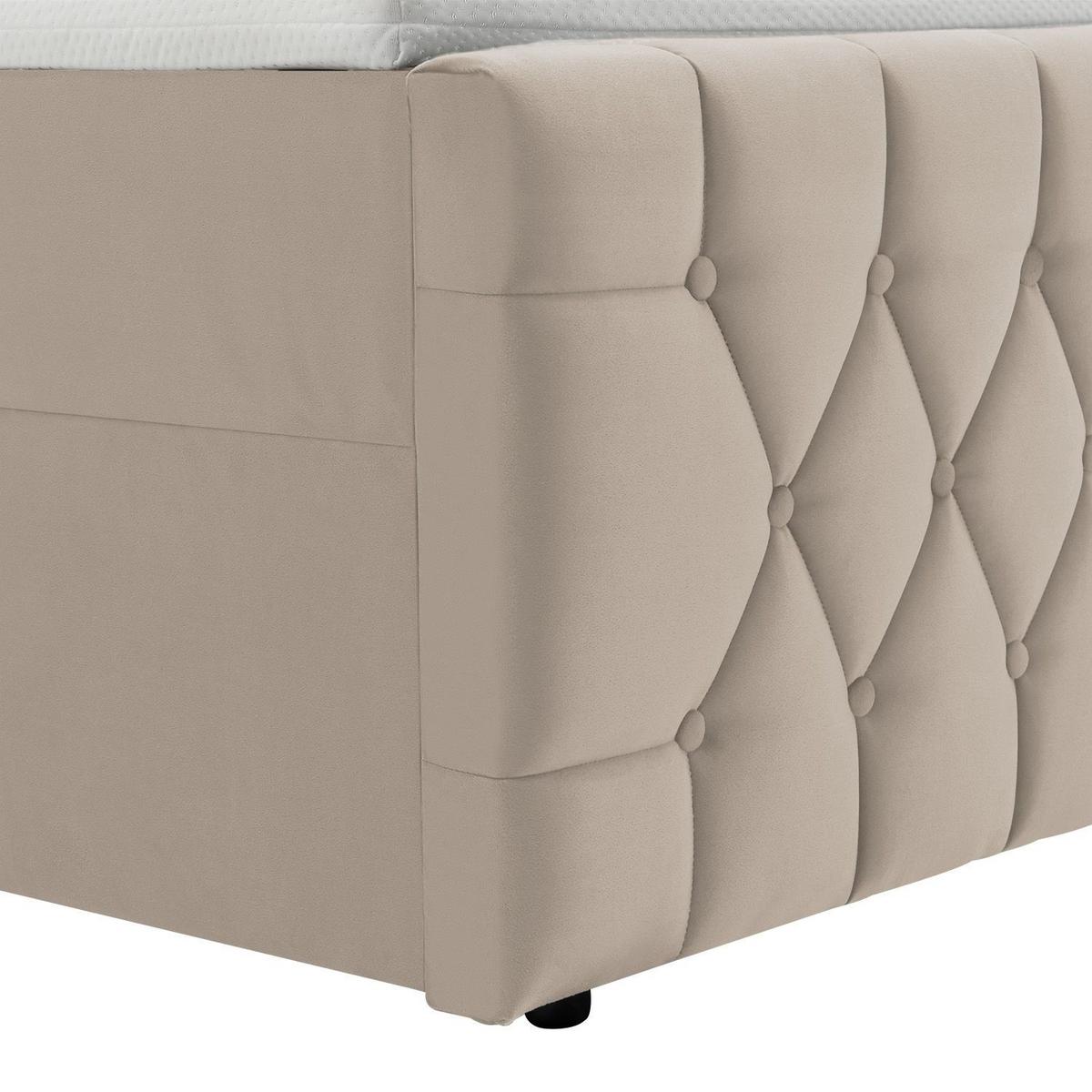BOXBETT Leona Beige Samt 180x200 cm - Beige, Textil (180/200cm) - Juskys