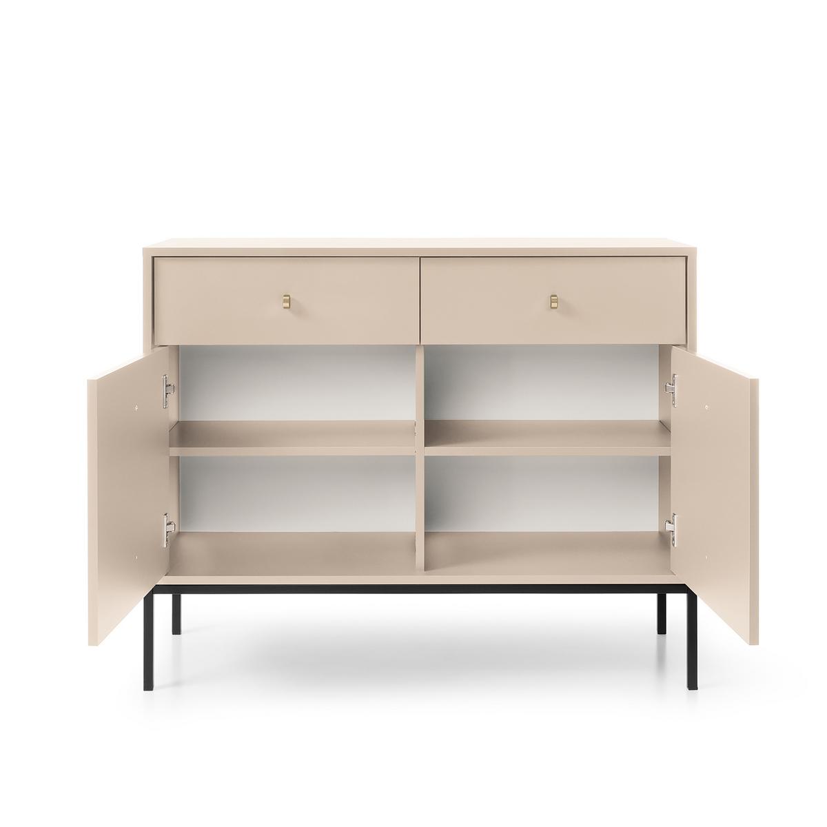 KOMMODE MONDO 104/83/39 cm mit 2 Schubladen 2 Türen Beige - Beige/Schwarz, Holzwerkstoff (104/83/39cm) - MASSENO