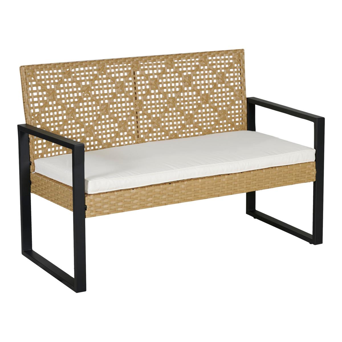 LOUNGE-SET 4 TLG. Calciano - Beige/Braun, Kunststoff/Metall - casa.pro