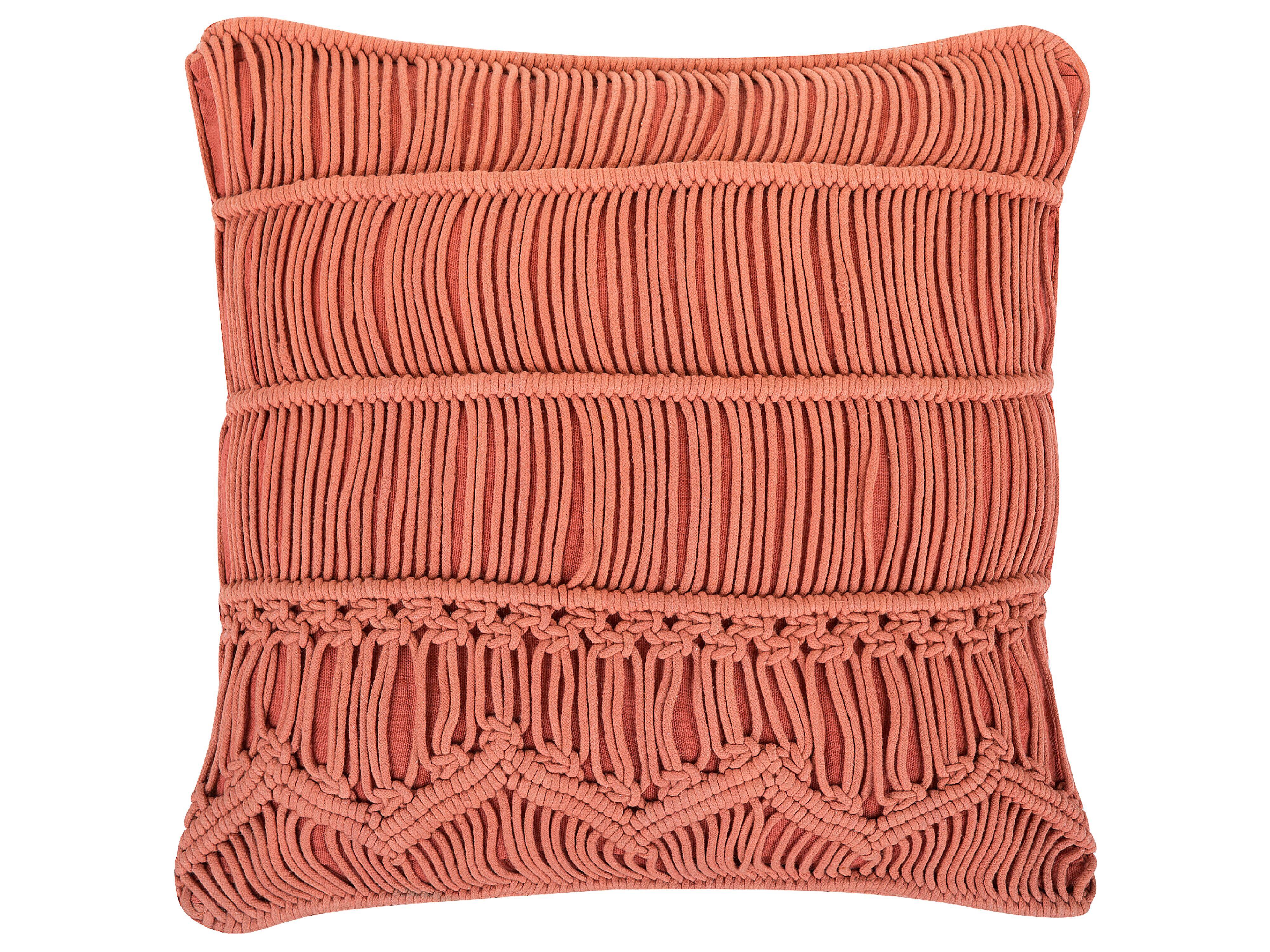 DEKOKISSEN Orange 45/45 cm Akkoy - Orange, Naturmaterialien/Textil (45/45cm) - Beliani