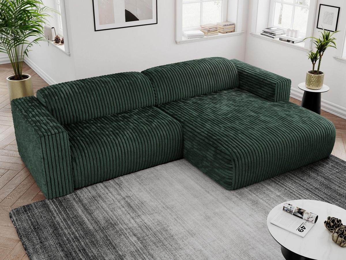 OFERTA WYCOFANA ECKSOFA PASADENA Grün Cord Rechts Seite - Schwarz/Grün, Kunststoff/Textil (288/180cm) - MKS