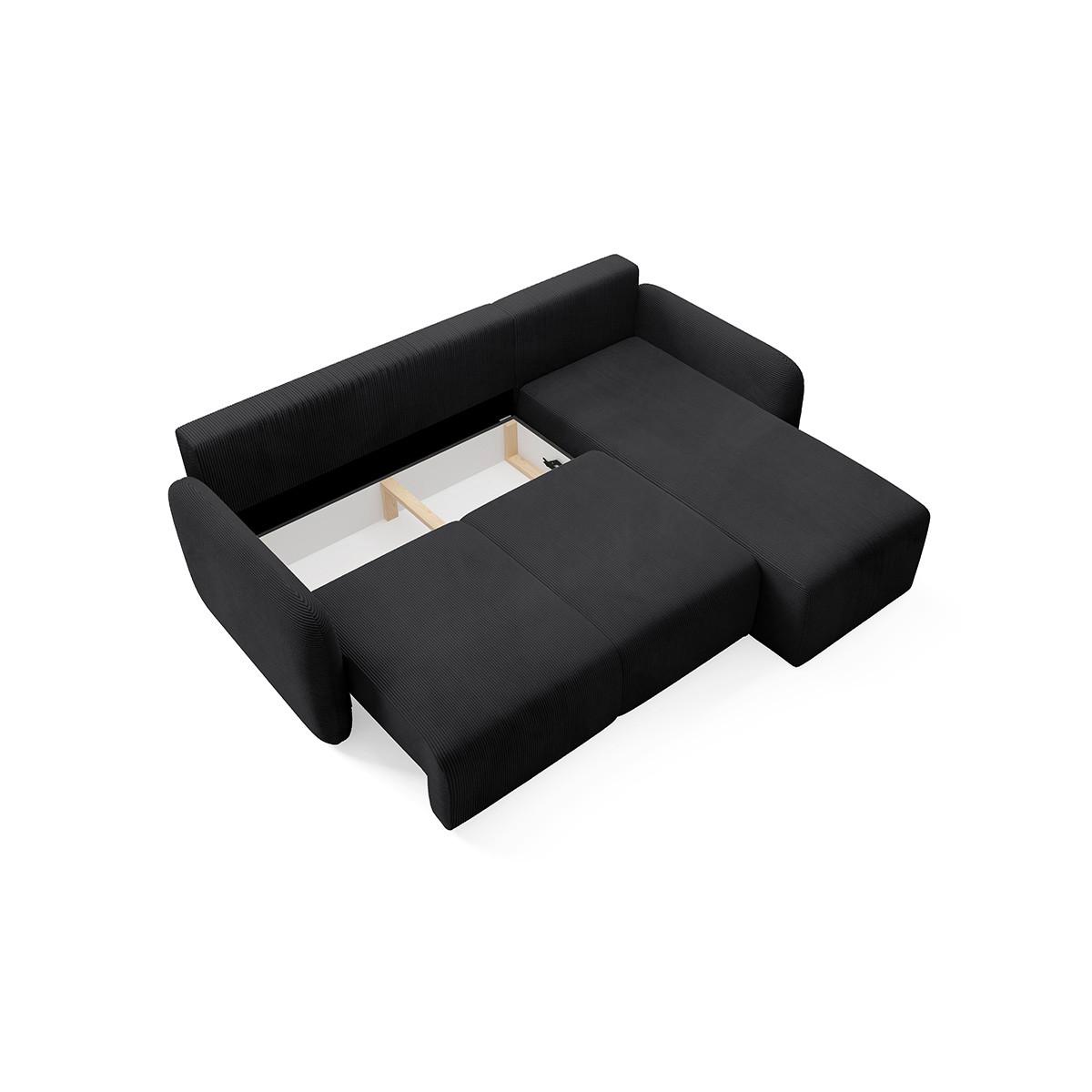 ECKSOFA Dora 3 Sitzplätze Schwarz - Schwarz, Holz (245/185cm) - Petits-meubles