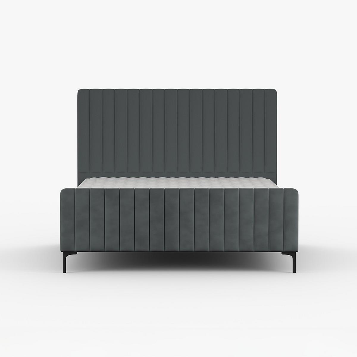 POLSTERBETT AURORA, Lattenrost, ohne Bettkasten, gepolsterte Kopfstütze 160/200 in Grau - Schwarz/Grau, Holz/Textil (160/200cm) - imoebel24