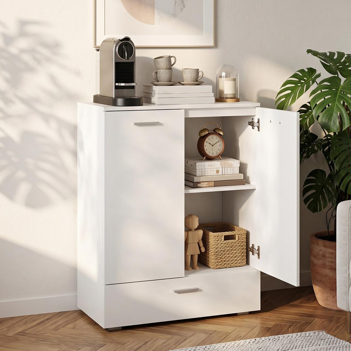 SIDEBOARD MDF Weiß - Weiß, Holzwerkstoff/Metall (42/100/80cm) - HOMCOM
