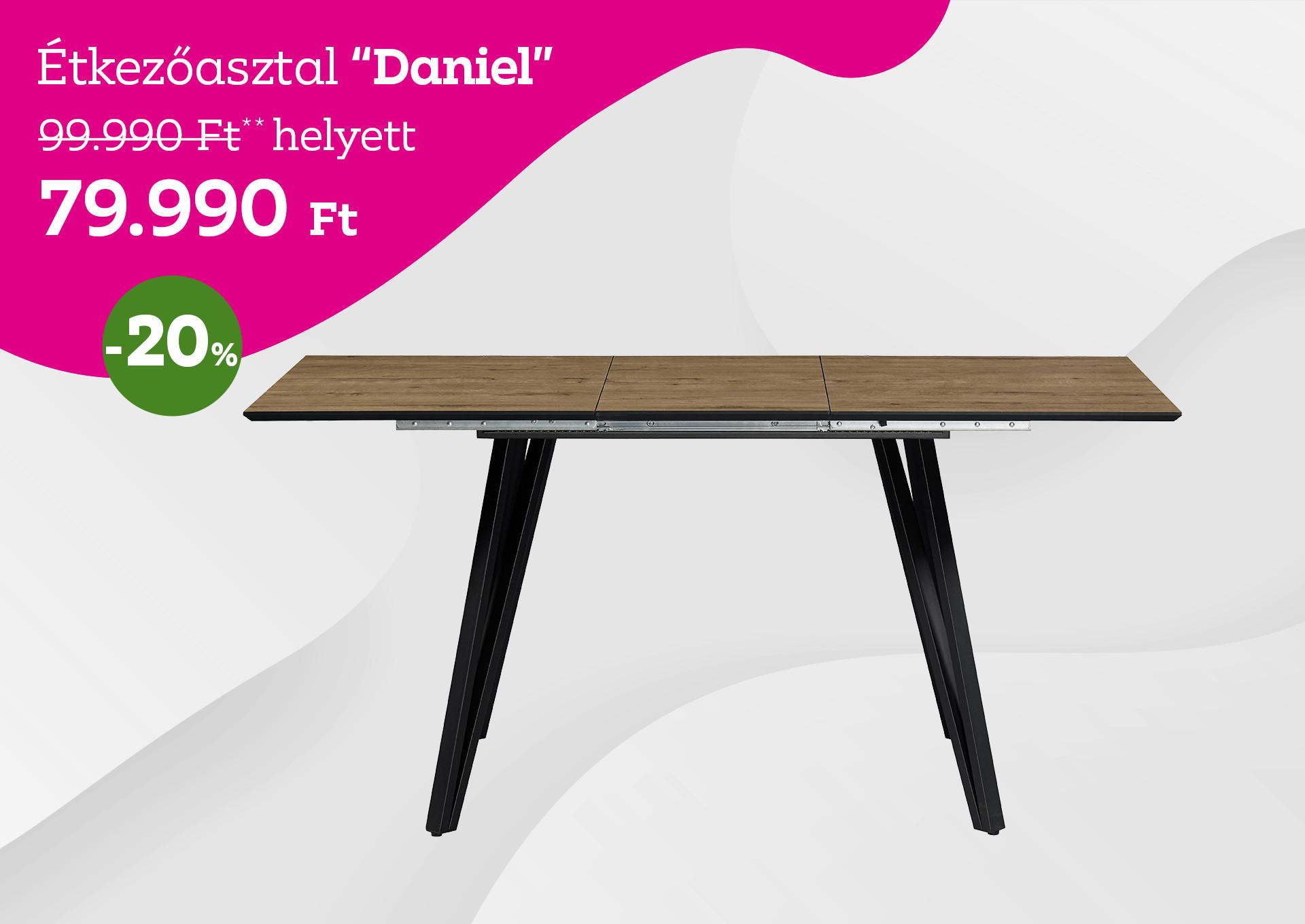 Étkezőasztal Daniel 99990 Forint helyett, 79990 Forint kedvezmény mértéke 20%
