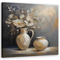 WANDBILD stillleben blumen vase - Grau, Textil (50/50cm) - Feeby