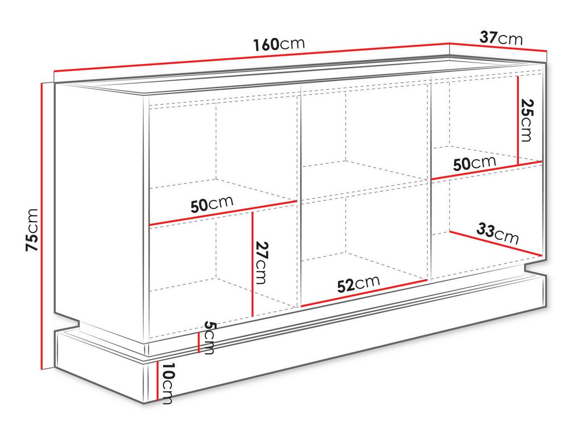 SIDEBOARD Zarpant K160 3D - Eichefarben/Schwarz, Holzwerkstoff (160/75/37cm) - MIRJAN24