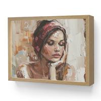 WANDLEUCHTE MIT AKKU Frau - Lackierung - Porträt - Modern 40x30 cm - Braun, Holzwerkstoff (40/30/8cm) - OnlyWow