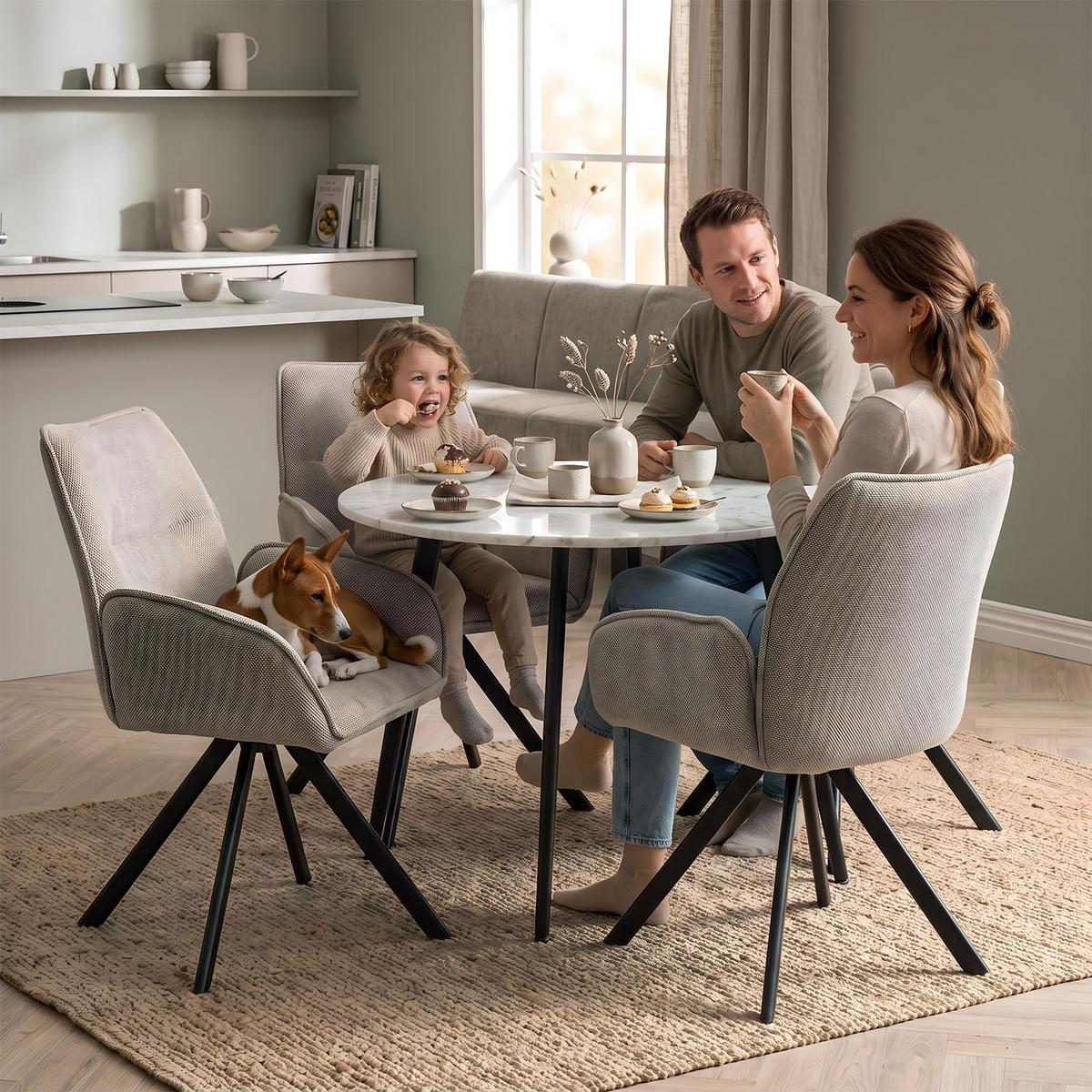 DREHSTUHL Zerra im Geflechtstoff mit Metallbeinen, Beige - Beige/Schwarz, Metall (55/87/46cm) - Beautysofa