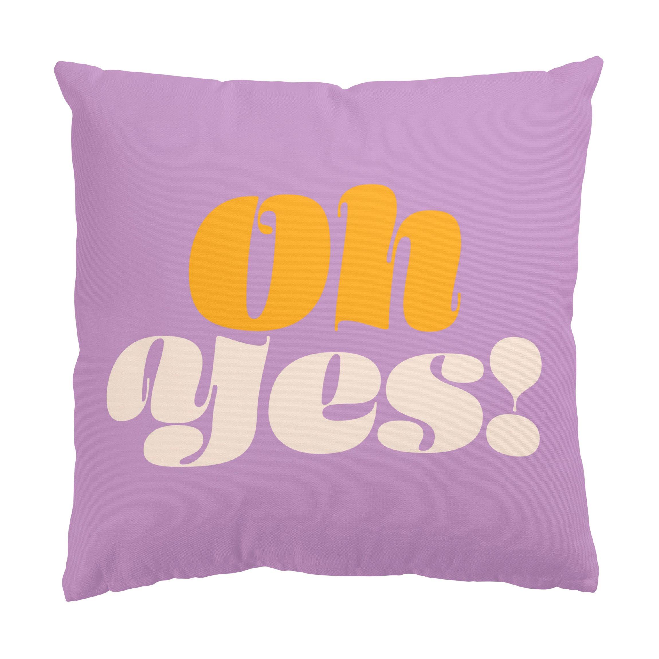 DEKOKISSEN Retro Typografie Oh Yes 40/40 cm - Violett, Textil (40/40/10cm) - Bilderwelten