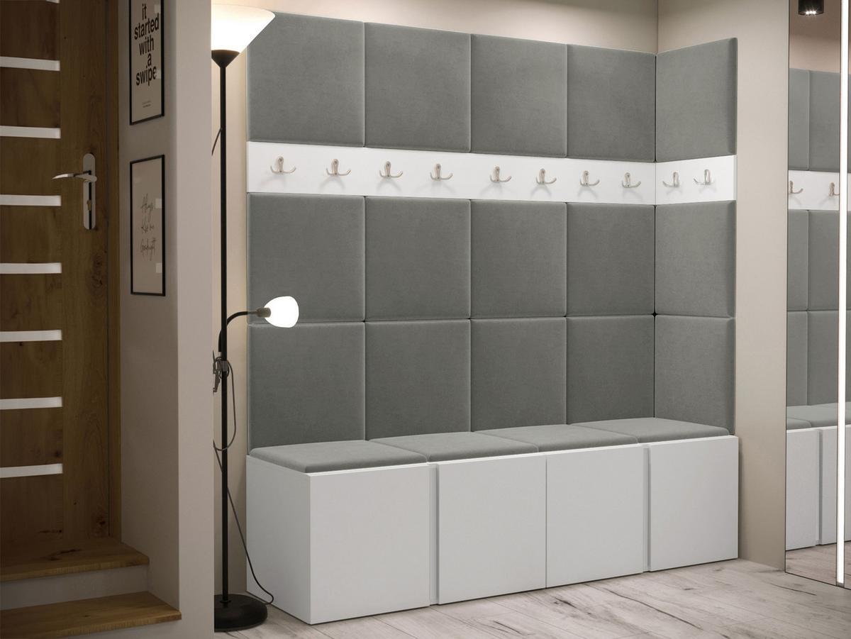 GARDEROBEN-SET Orion II - Weiß/Grau, Holzwerkstoff/Kunststoff (168/186/46cm) - MIRJAN24