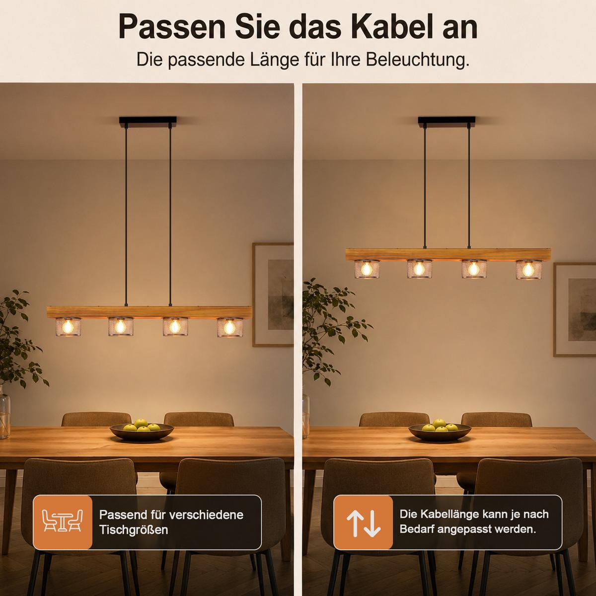 PENDELLEUCHTE Torvik 82/10/150 cm - Schwarz/Braun, Holz/Metall (82/10/150cm) - ZMH
