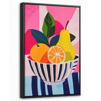 LEINWAND Bilder mit Rahmen - Obst - Abstrakter Hintergrund - Rosa - 40x60 - Pink, Textil (40/60cm) - MuchoWow