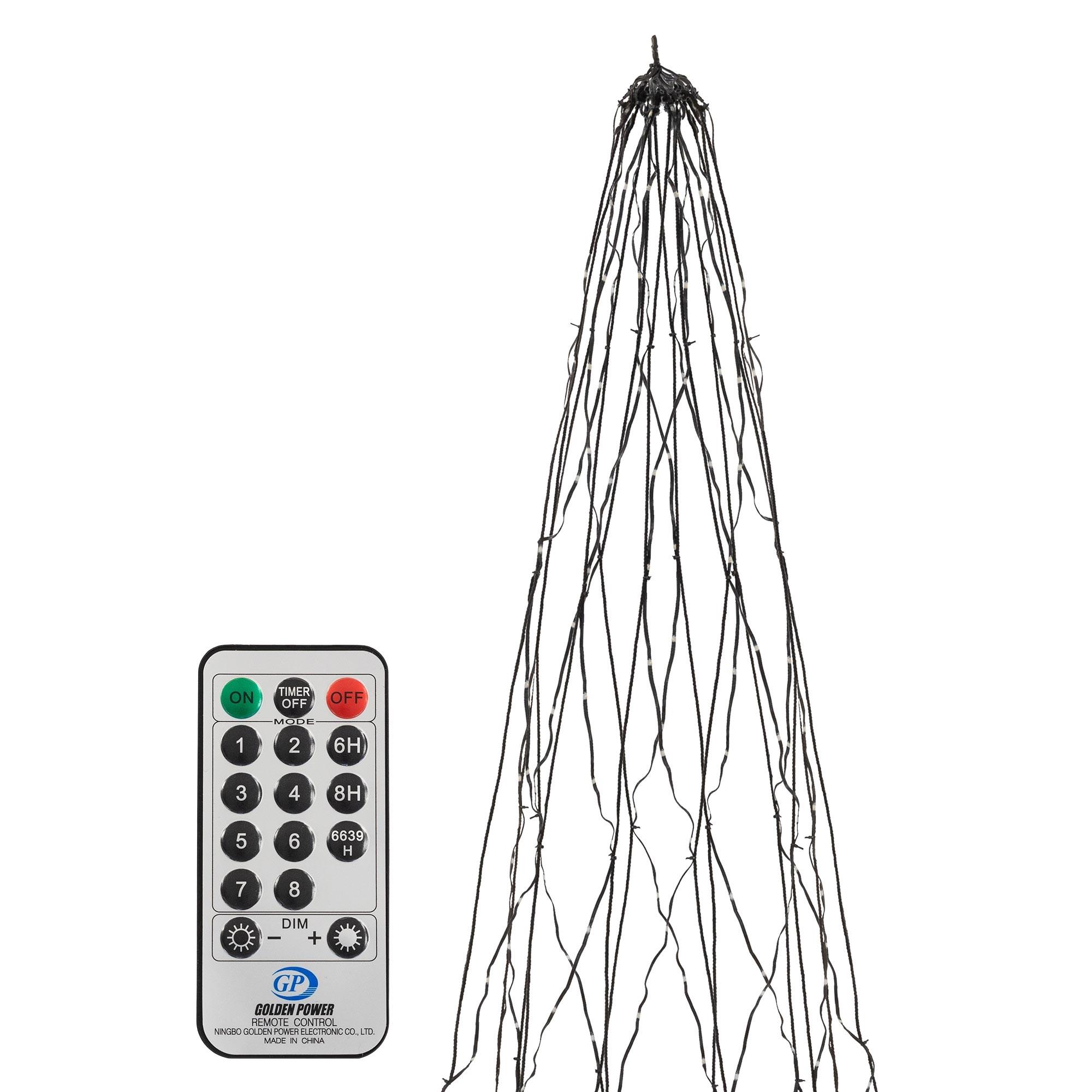 LED LICHTERKETTE für Fahnenmast und Weihnachtsbaum Weihnachtsbeleuchtung Außen 8m 1440 LED Warmweiß - Schwarz, Kunststoff (200cm) - ECD-Germany