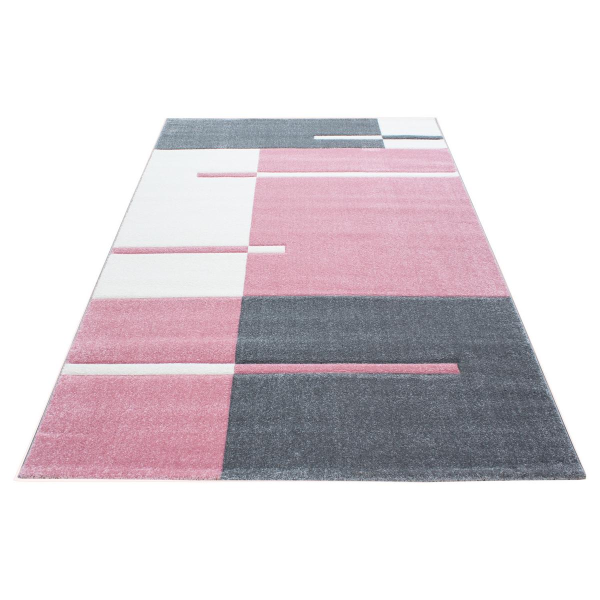 KURZFLORTEPPICH LATEMAR, kariert, Rosa, 120 x 170 cm - Rosa, Textil (170/120cm) - KADIMA DESIGN