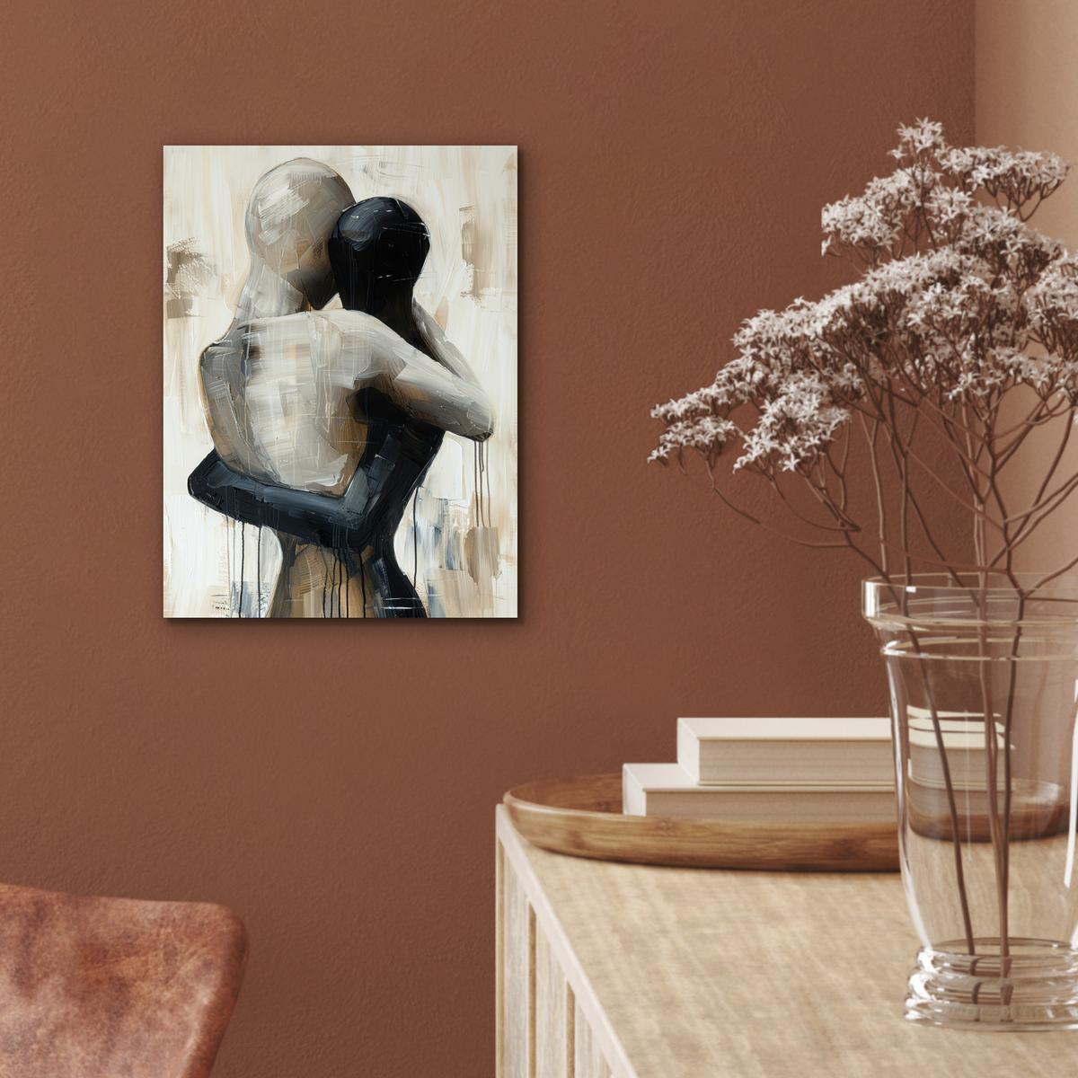 METALLBILD Abstrakt - Liebe - Schwarz und weiß - Modern 30x40 cm - Schwarz, Metall (30/40cm) - MuchoWow