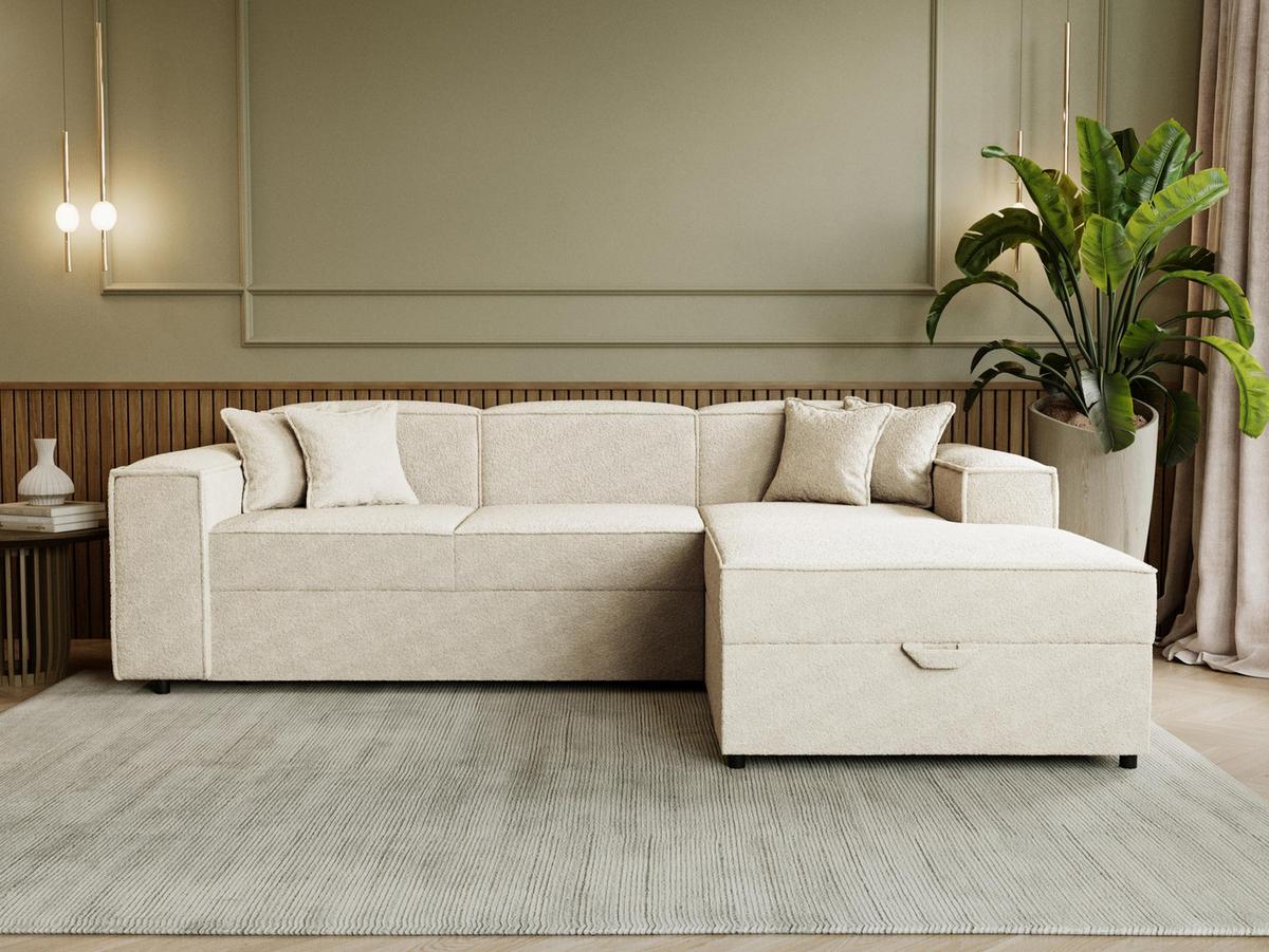 ECKSOFA Santos L, Seite: Rechts - Schwarz/Naturfarben, Holzwerkstoff/Kunststoff (253/166cm) - MIRJAN24