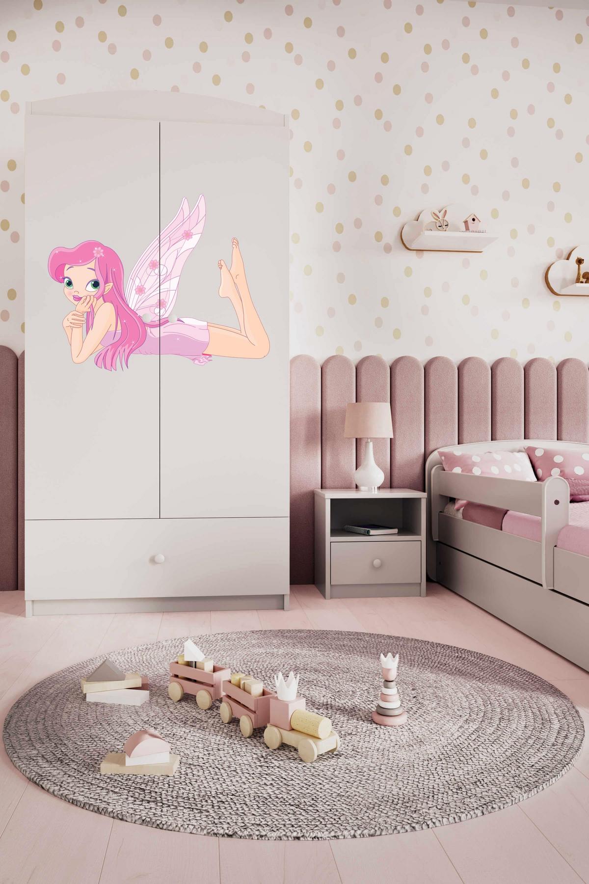 KINDERKLEIDERSCHRANK Elfe II - Weiß, Holzwerkstoff (90/175/52cm) - RAUMHIRSCH FURNITURE