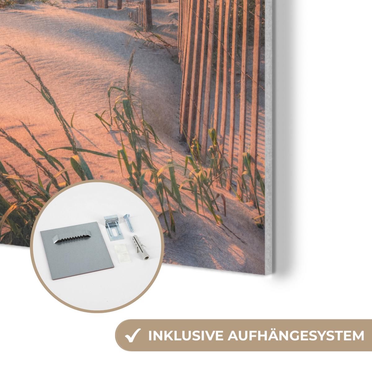 AKUSTIKBILD Strand - Meer - Düne - Sonnenuntergang - Landschaft Wandbilder 60x60 cm - Beige, Kunststoff (60/60/0.9cm) - MuchoWow