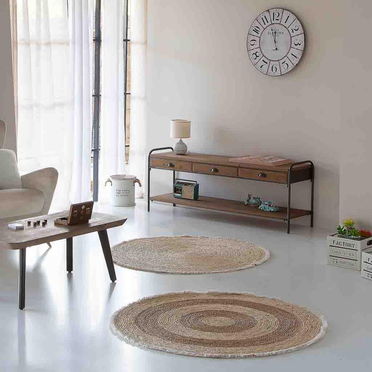 NATURFASERTEPPICH braun handgewebt D120x1 cm - Multicolor, Naturmaterialien (120/120cm) - Wanderlust
