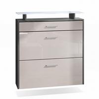 SCHUHSCHRANK Malea Fronten in Sandgrau Hochglanz - Sandfarben, Holzwerkstoff (89/96/23cm) - Vladon