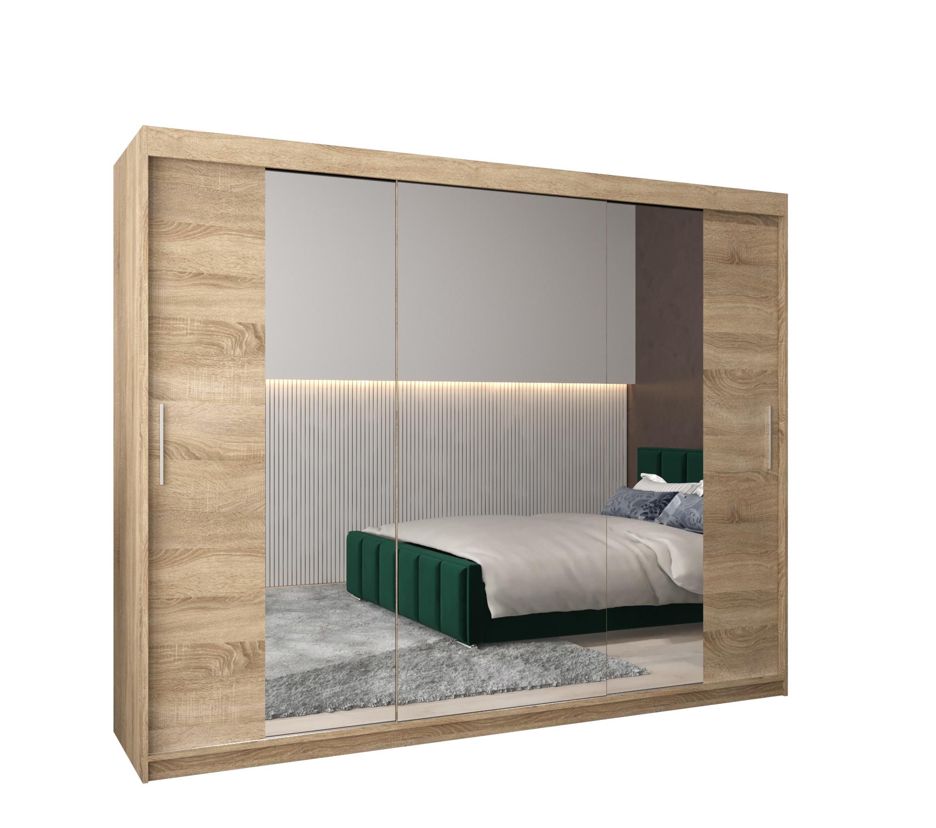 SCHWEBETÜRENSCHRANK 200/250/62 3-türig - Silberfarben/Sonoma Eiche, Holz/Kunststoff (250/200/62cm) - MÖBEL KRYSPOL