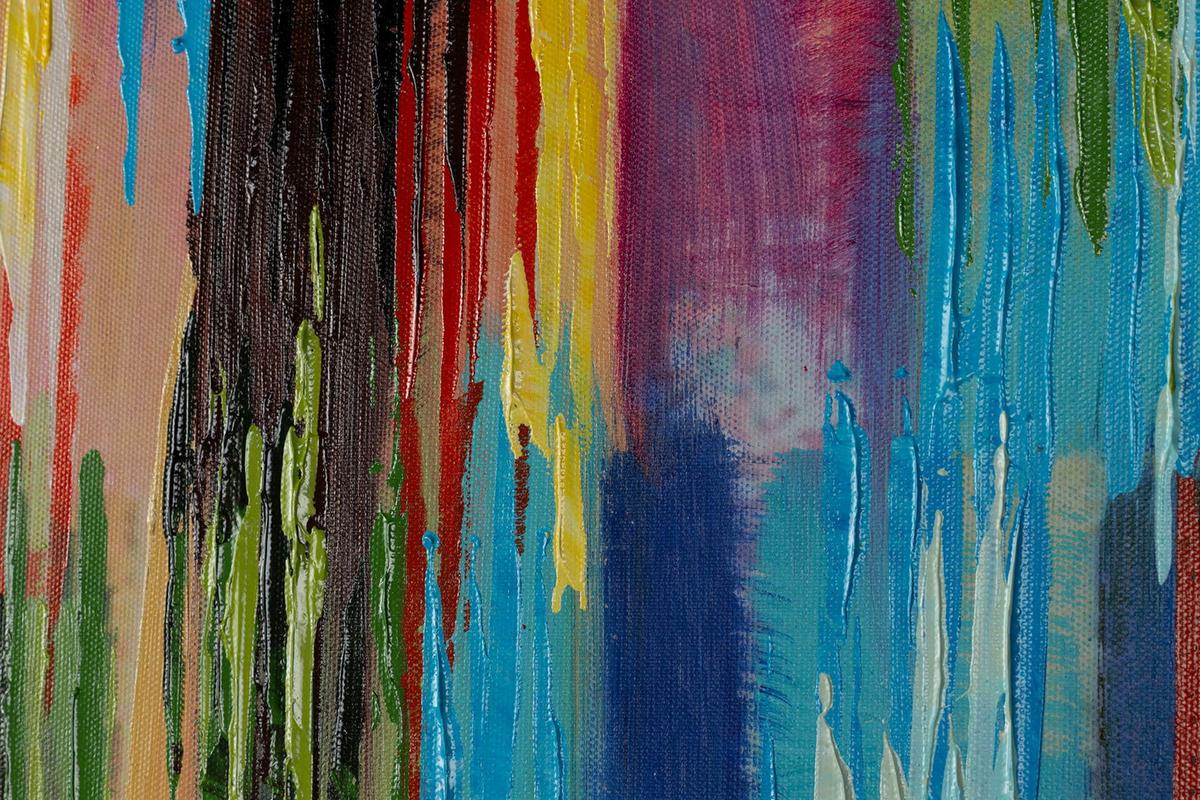 ÖLGEMÄLDE 140/70 cm - Blau/Gelb, Holz/Textil (140/70cm) - KUNSTLOFT