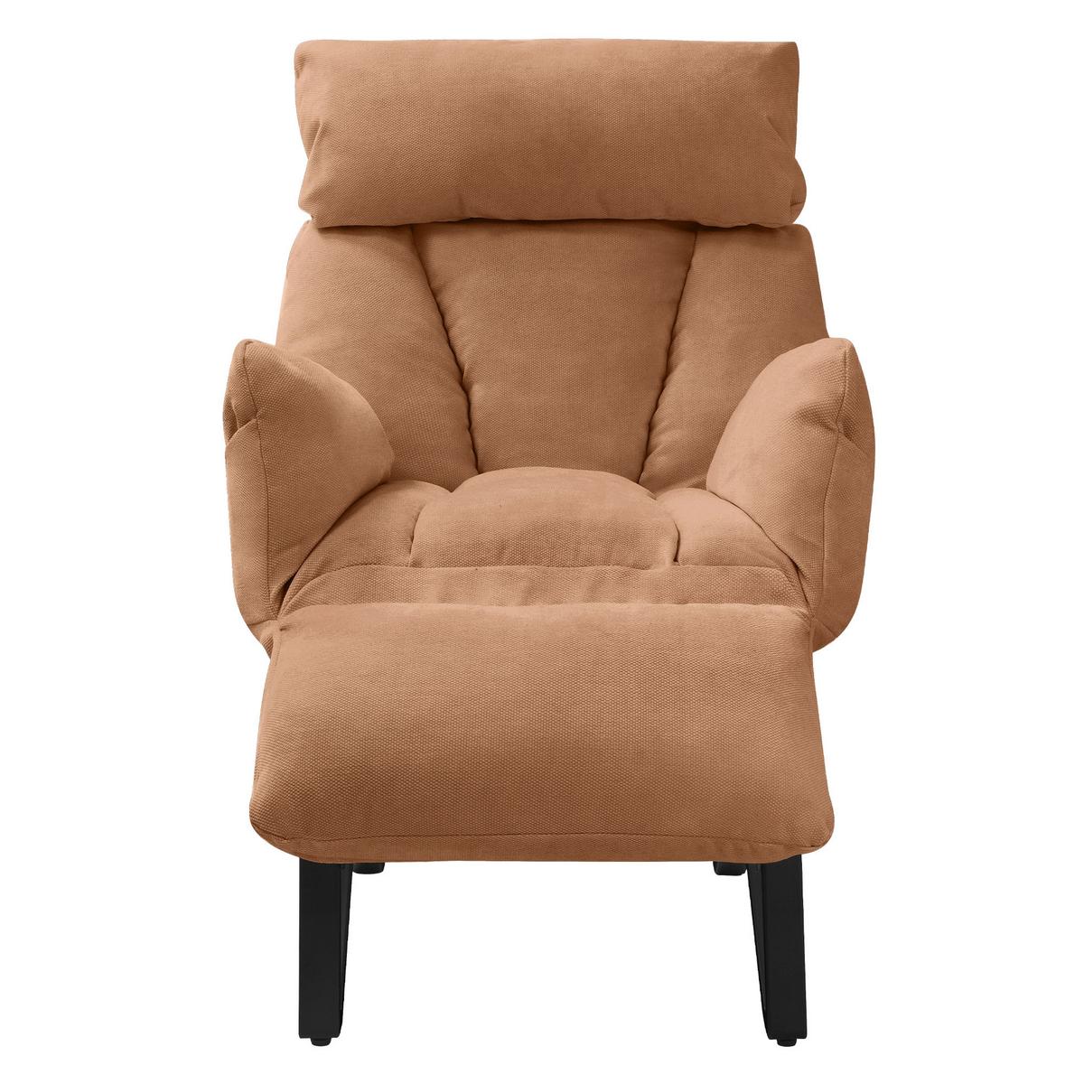 SESSEL mit Liegefunktion Braun Leinenbezug Relaxsessel verstellbar für Wohnzimmer - Schwarz/Braun, Textil/Metall (85/102/82cm) - ML-DESIGN