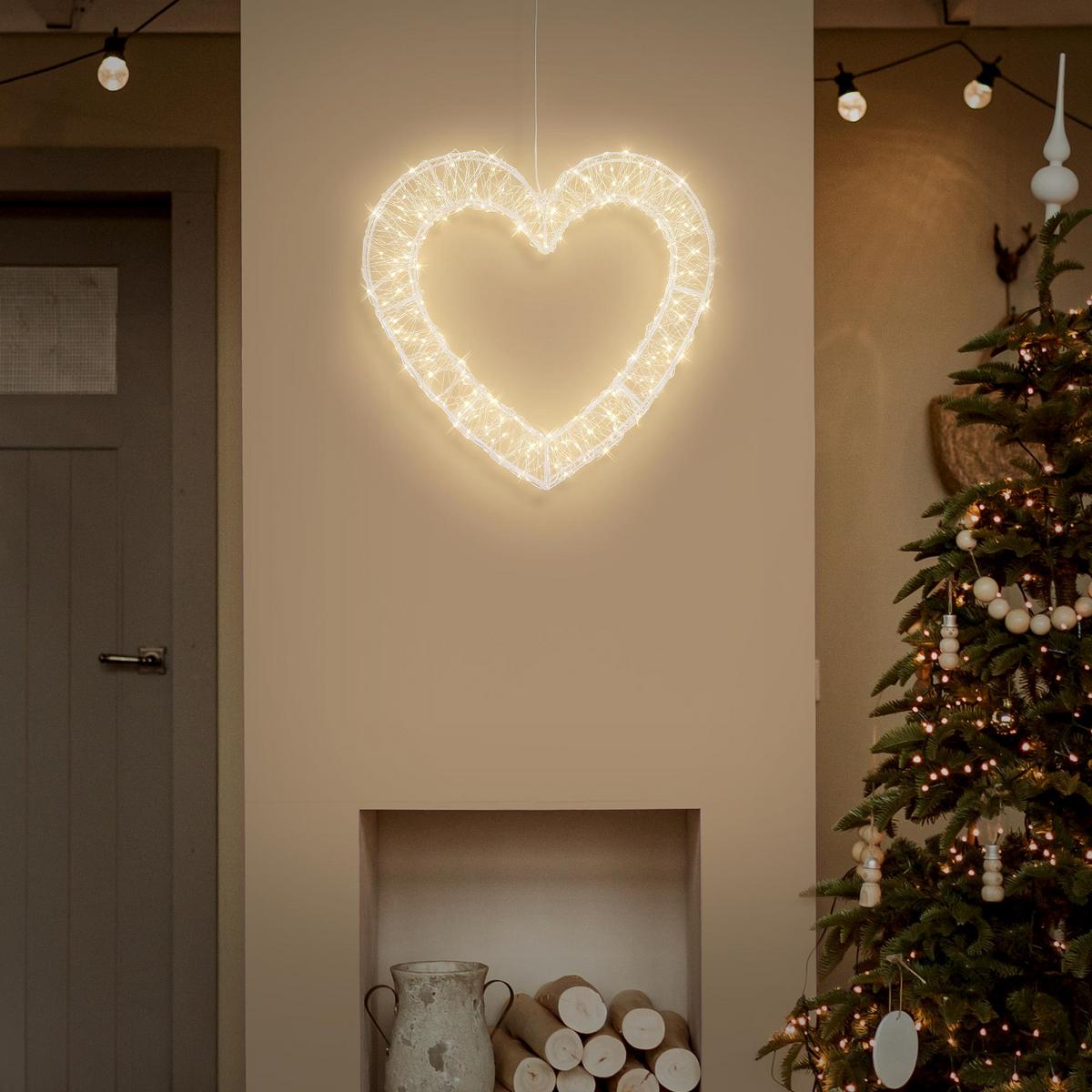LED DEKO HERZ Weihnachten 720 LED Warmweiß Weihnachtsdeko 49,5x46 cm Innen/Außen - Weiß, Kunststoff (49.5/46/5.5cm) - ECD-Germany