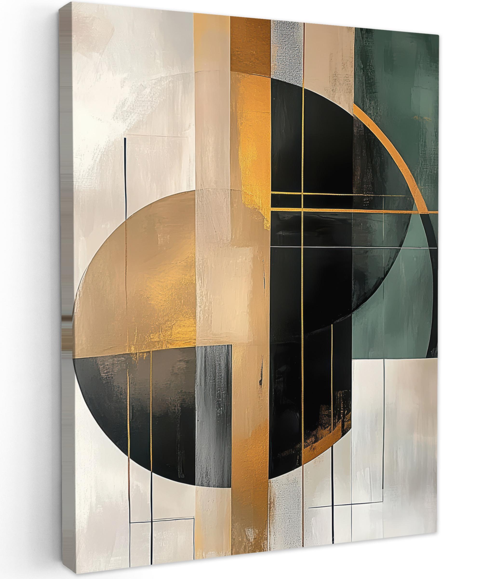 LEINWANDBILD Abstrakt - Gold - Bronze - Grün - Formen - Modern Room Decor 30x40 cm - Multicolor, Textil (30/40cm) - MuchoWow