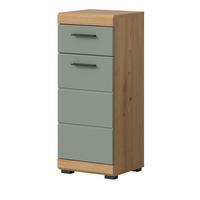 BADKOMMODE Salbei grün, Eiche Artisan 37 x 88 cm, Badschrank Türanschlag wechselbar - Salbeigrün/Schwarz, Holzwerkstoff/Kunststoff (37/88/31cm) - Inn.Furn