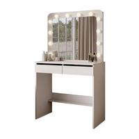 SCHMINKTISCH LUMINE mit Spiegel und LED-Beleuchtung - Weiß, Holzwerkstoff (80/139/40cm) - Lookway
