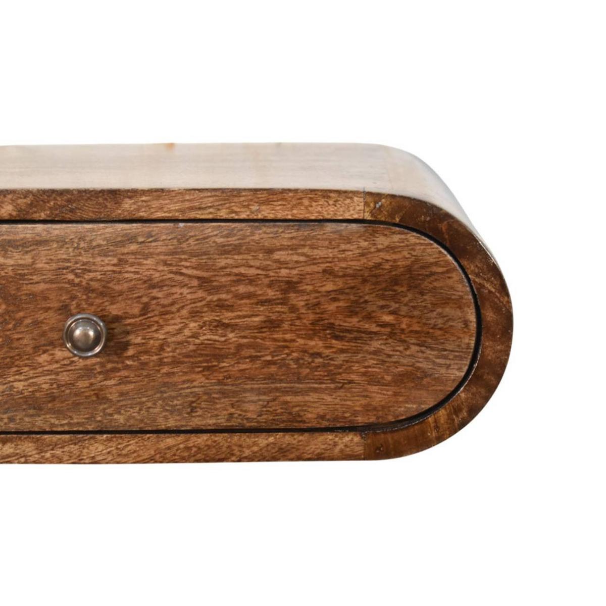 NACHTTISCH Abgerundet, wandmontiert in Classic Grey-Finish - Dunkelbraun/Messingfarben, Holz/Metall (45/15/32cm) - Artisan Furniture