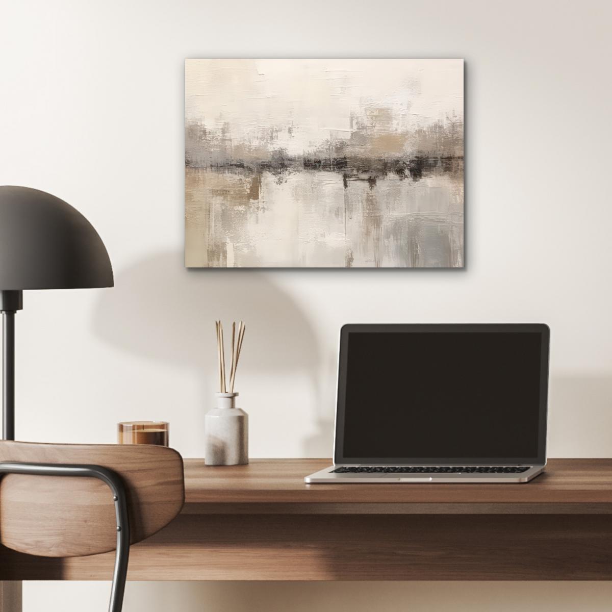 METALLBILD Moderne Kunst - Abstrakt - Beige 40x30 cm - Beige, Metall (40/30cm) - MuchoWow