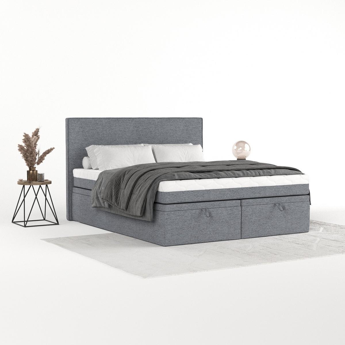BOXBETT Zalla 160/200 cm Grau im Neve Stoff - Schwarz/Grau, Holz/Holzwerkstoff (160/200cm) - AltaBeds
