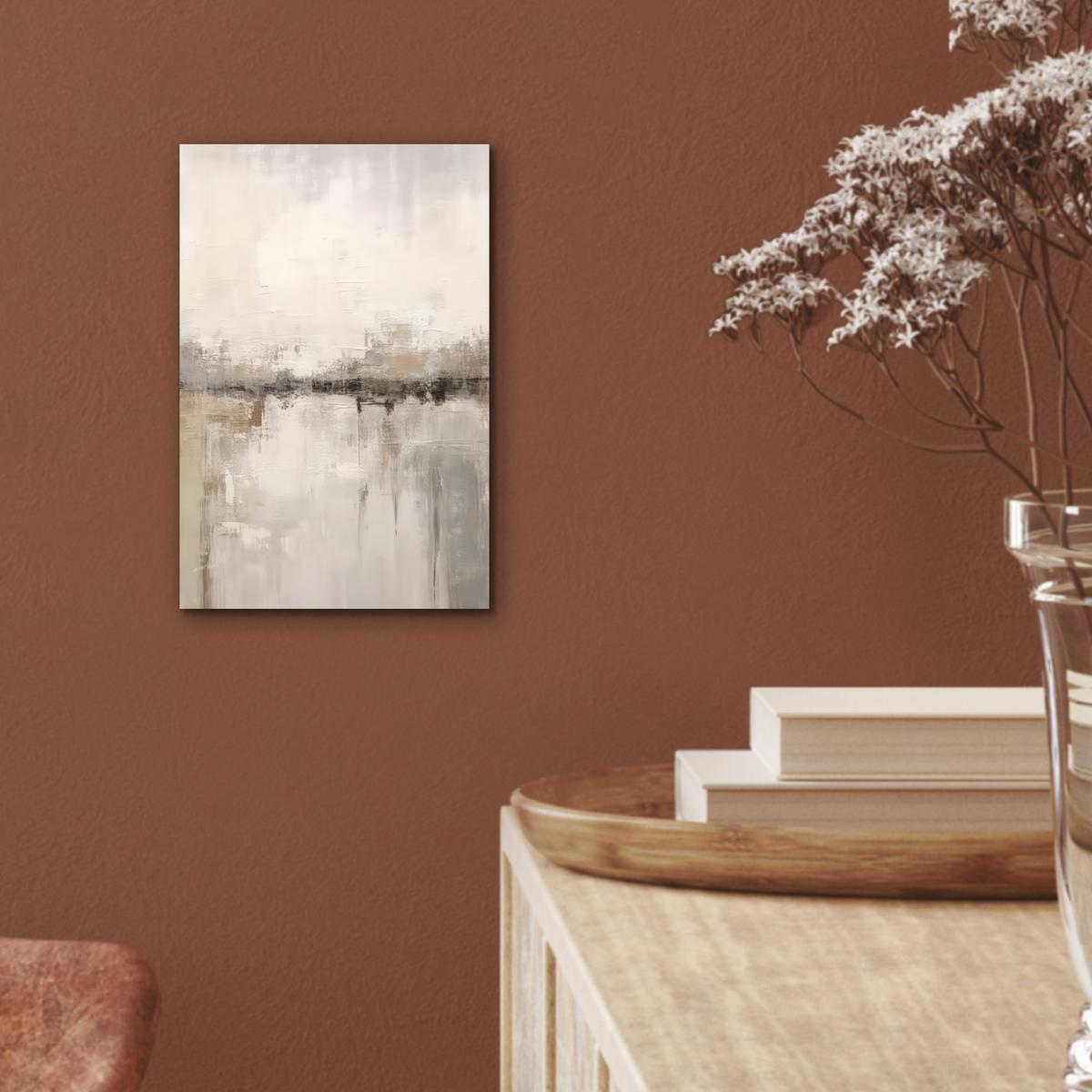 METALLBILD Moderne Kunst - Abstrakt - Beige 20x30 cm - Beige, Metall (20/30cm) - MuchoWow