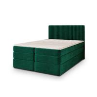 BOXSPRINGBETT FELBIO 200x200 cm mit Matratze und Topper, H2+H3 - Grün - Grün, Holz (200/200cm) - MASSENO