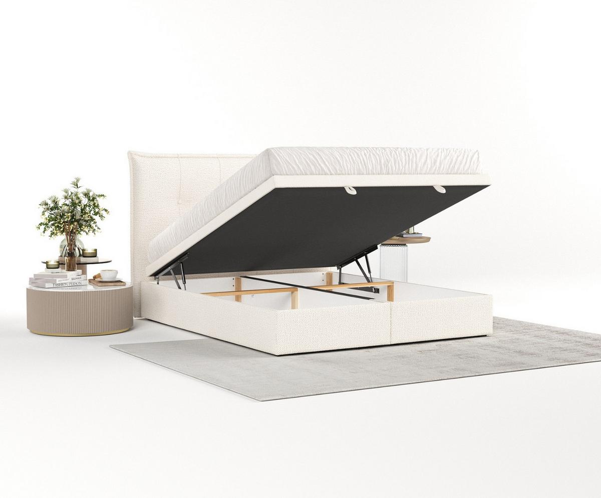 POLSTERBETT Liano mit Stauraum 180/200 cm Creme im Alta Stoff - Creme/Schwarz, Holz/Holzwerkstoff (180/200cm) - AltaBeds
