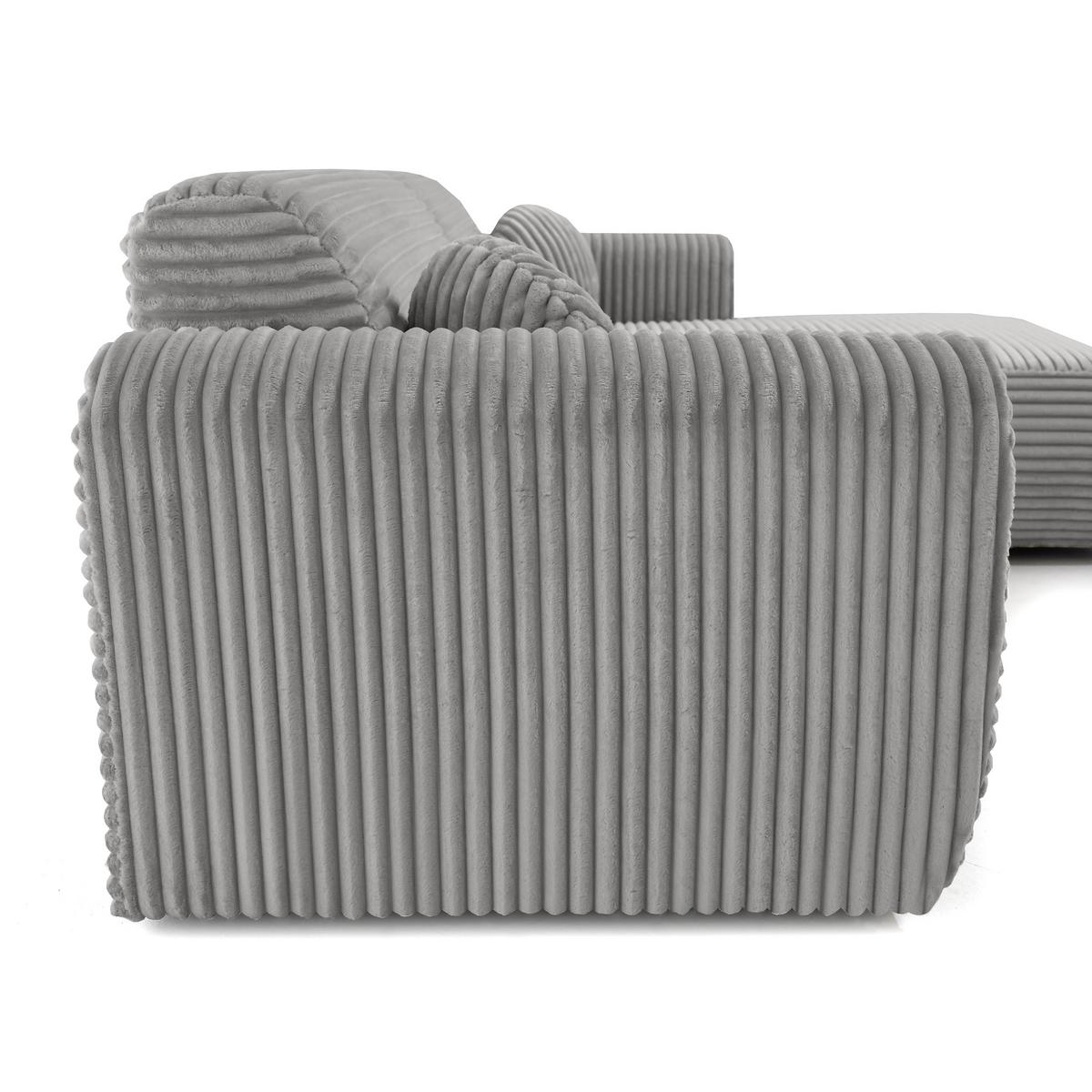 ECKSOFA Puerto, ohne Schlaffunktion, Hellgrau, rechts - Schwarz/Grau, Textil (269/170cm) - Beautysofa