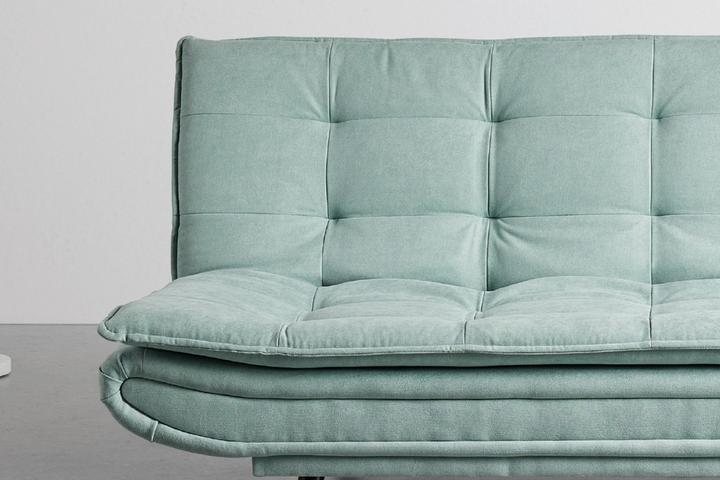 Schlafsofa Grün Bezug Webstoff Form rechteckig Schlaf und Liegefunktion Klappbett Schaumstoff- und Wellenunterfederung