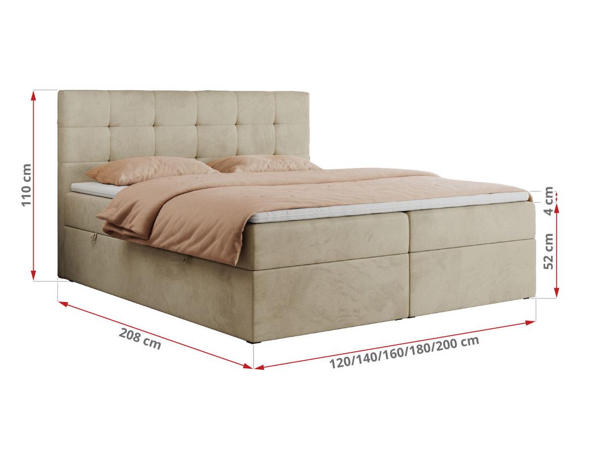 BOXBETT CENTO 200/200 Beige Velvet - H3 - Beige, Holz/Textil (200/200cm) - MKS