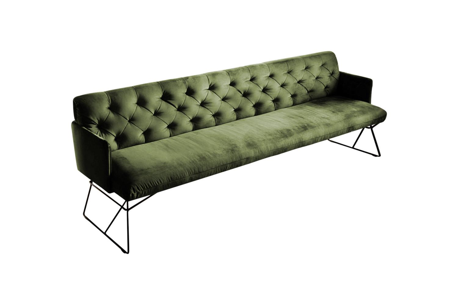ESSZIMMERBANK CHARME Grün Velvet - Olivgrün/Grün, Textil (186/85/68cm) - KAWOLA
