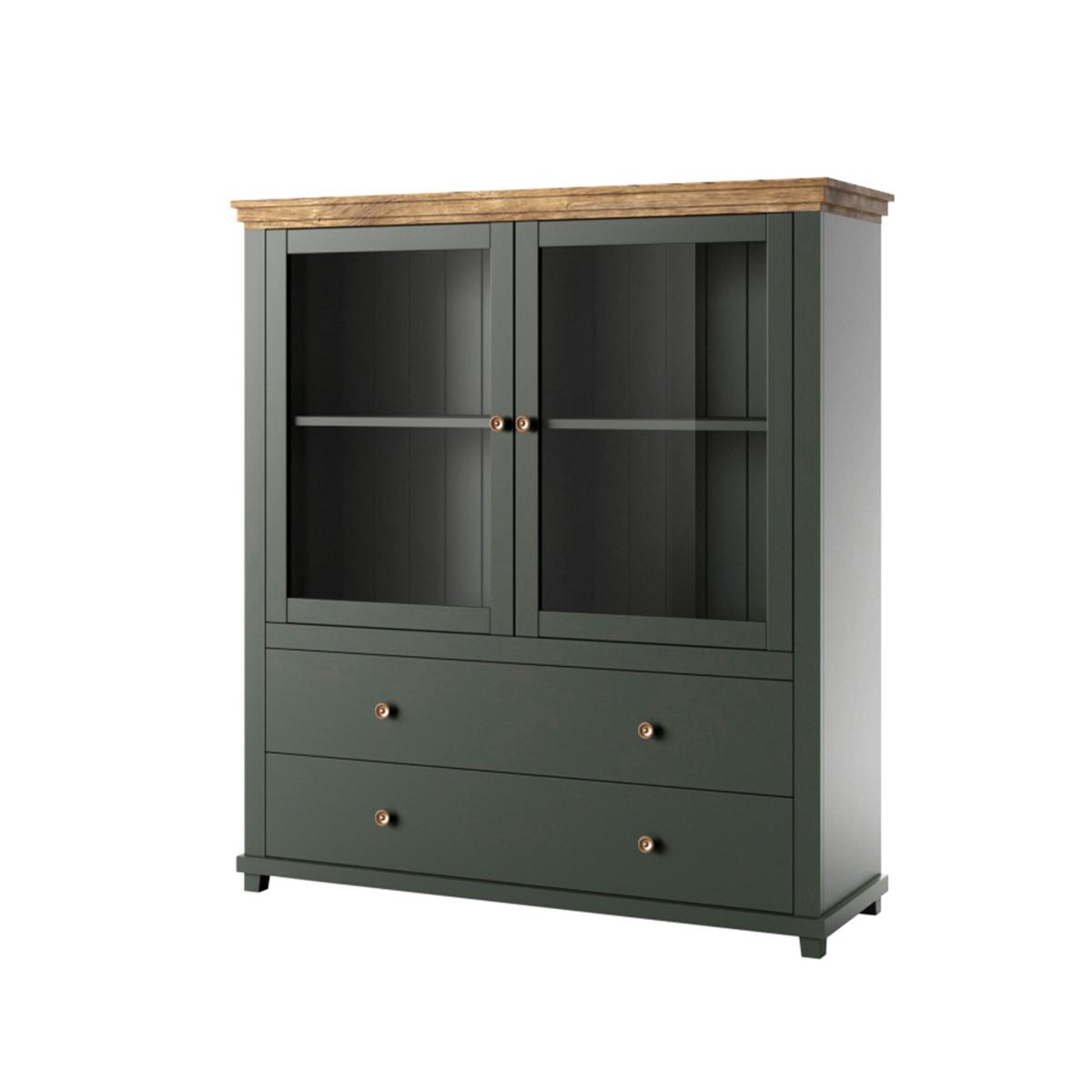GESCHIRRSCHRANK Martin Grün und Holz - Grün, Holzwerkstoff (126/138/42cm) - Petits-meubles
