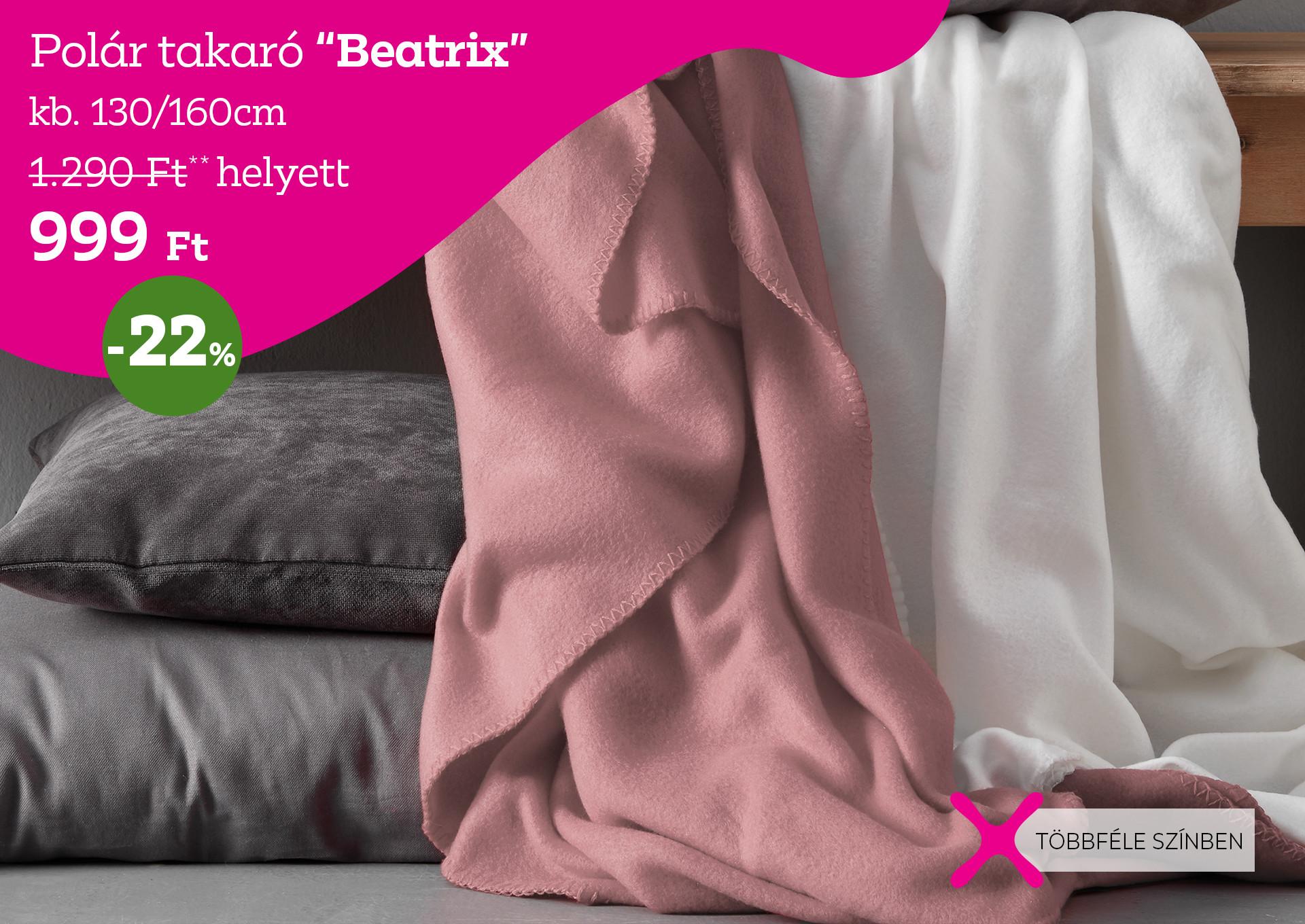 Polár takaró BEATRIX 1290 Forint helyett 999 Forint, kedvezmény mértéke 22%