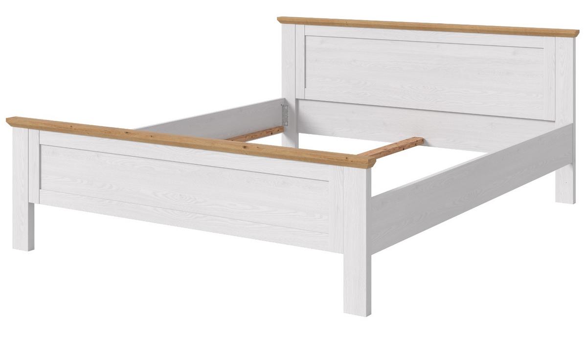 BETT weiß Lärche, Eiche Artisan Landhaus, Doppelbett Liegefläche 180 x 200 cm - Eichefarben/Weiß, Holzwerkstoff/Metall (180/200cm) - Inn.Furn