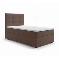 BOXBETT SAKARYA 80x200 cm mit Bettkasten und Matratze - Braun + TOPPER - Schwarz/Braun, Holz/Holzwerkstoff (80/200cm) - AX Living