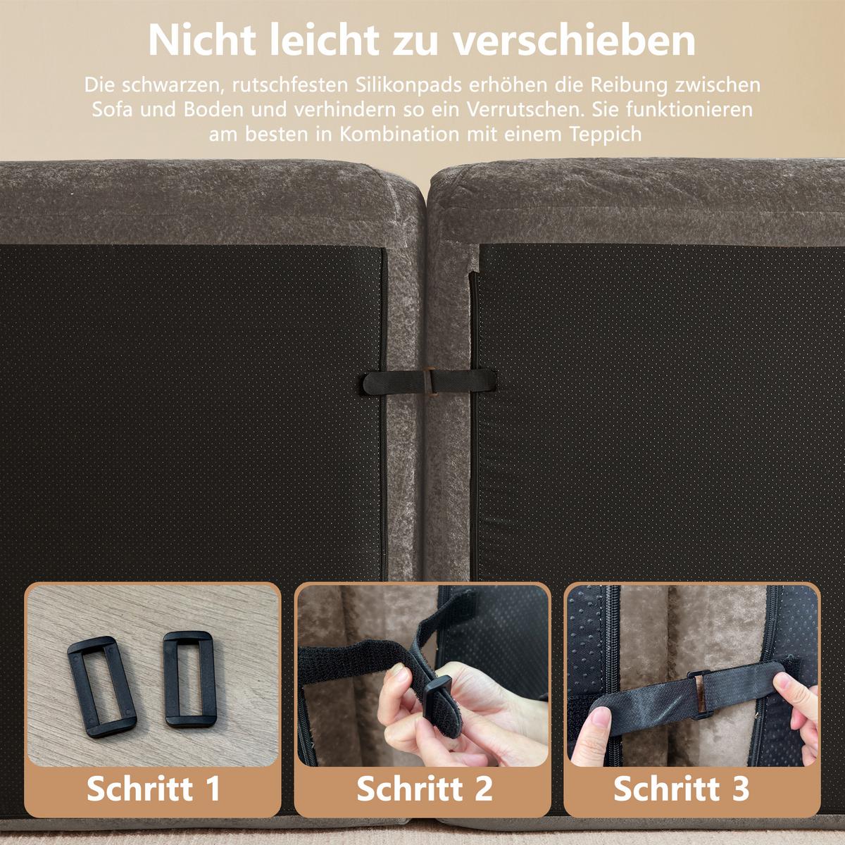 2-SITZER SOFA chenille modular & montagefrei - Walnussfarben, Textil (204/76/95cm) - Urban Meuble