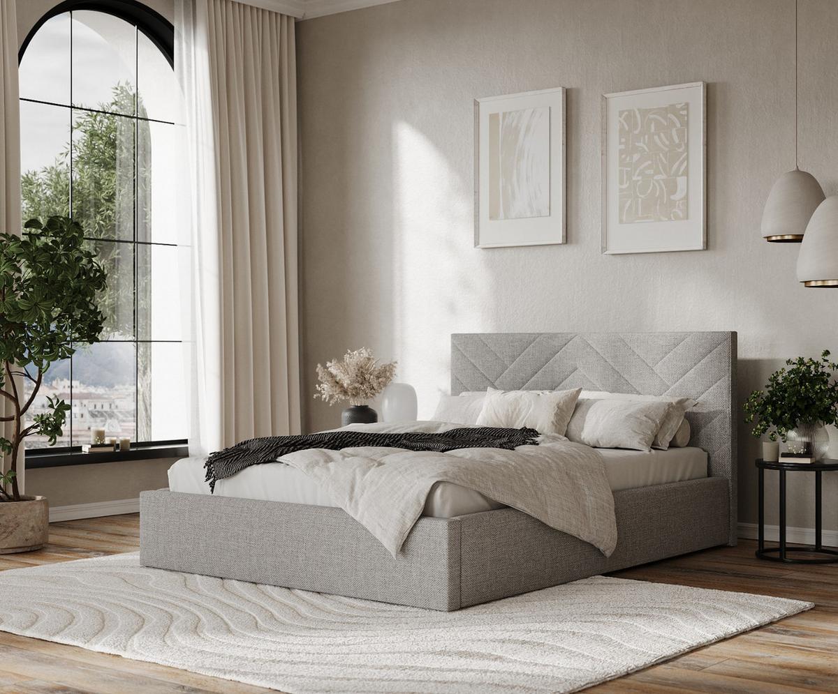POLSTERBETT Arco 180/200 cm Hellgrau im Inari Stoff - Hellgrau/Schwarz, Holz/Holzwerkstoff (180/200cm) - AltaBeds