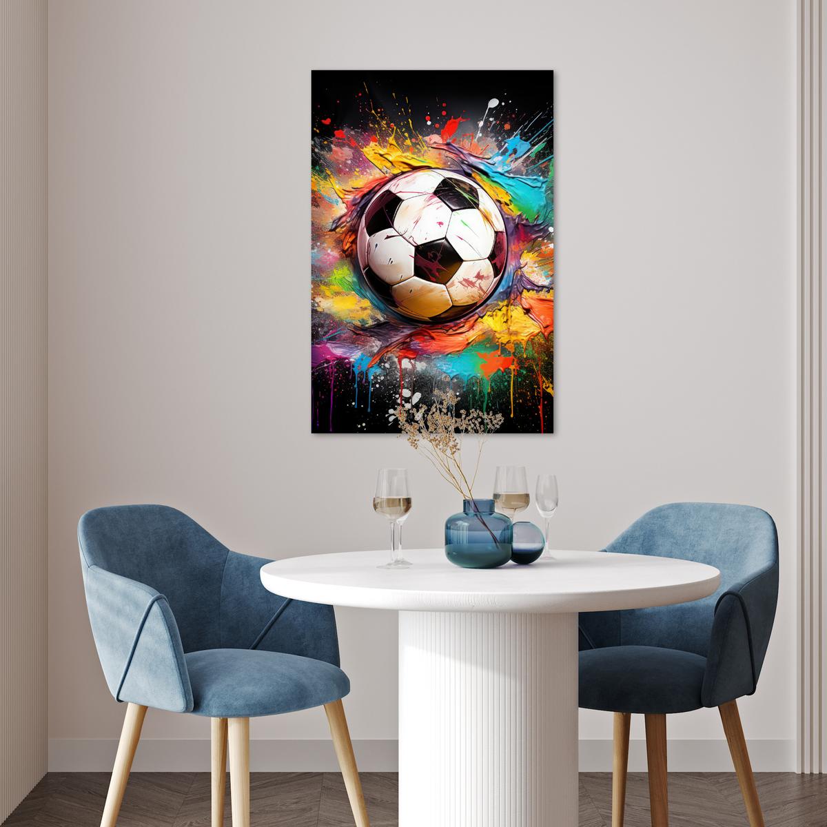 POSTER Fußball - Farbe - Farben - Schwarz - Weiß Wanddeko 40x60 cm - Weiß, Papier (40/60/0.1cm) - MuchoWow